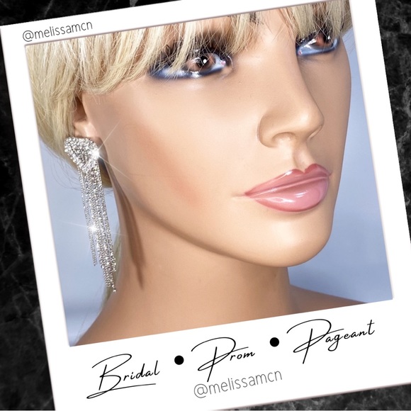 Rhinestone Fringe Earrings - Picture 3 of 7